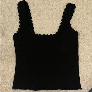 ZARA Black Scallop-Edge Tank Top - Women